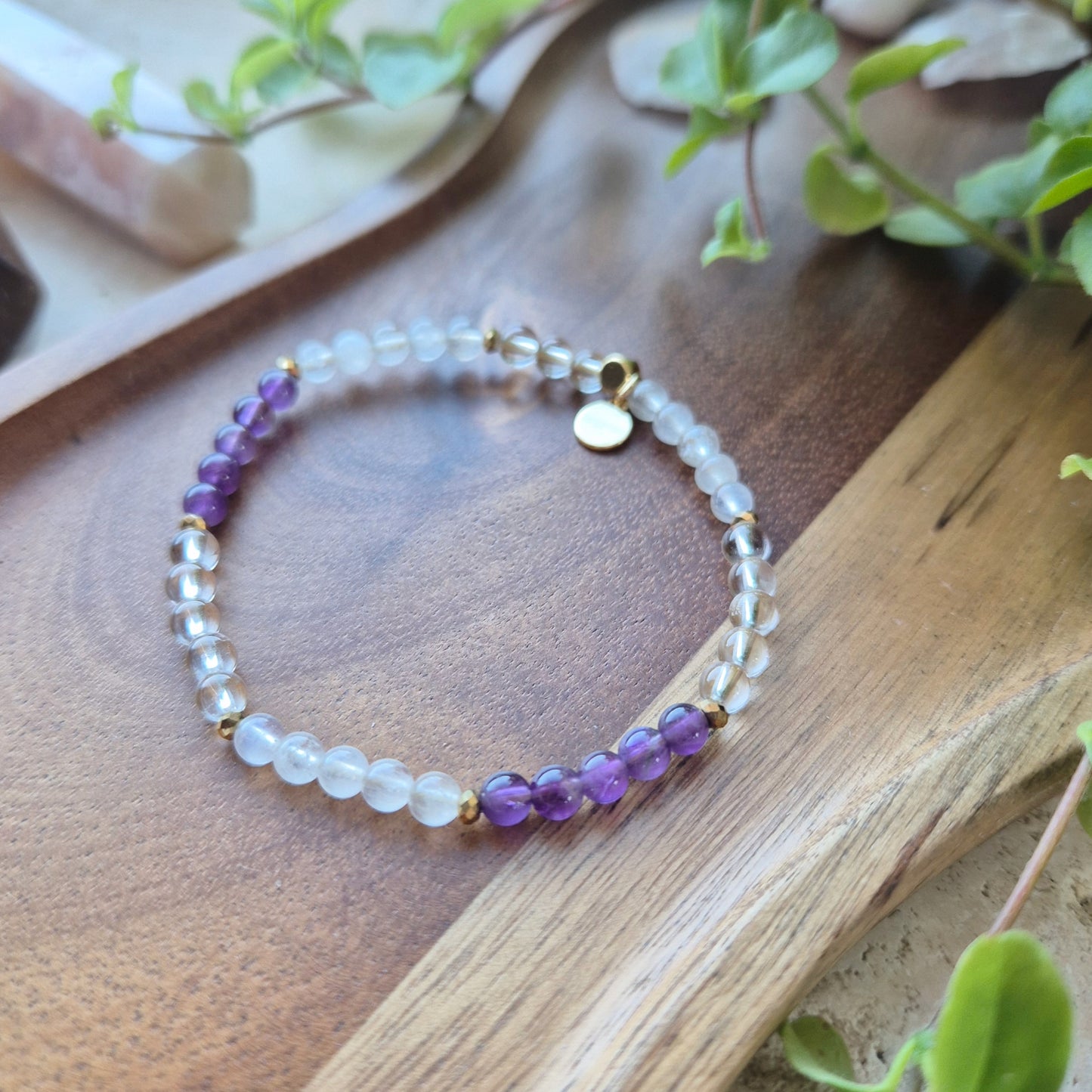 MEDITASJON Petite armbånd Moonstone, Clear Quartz, Amethyst