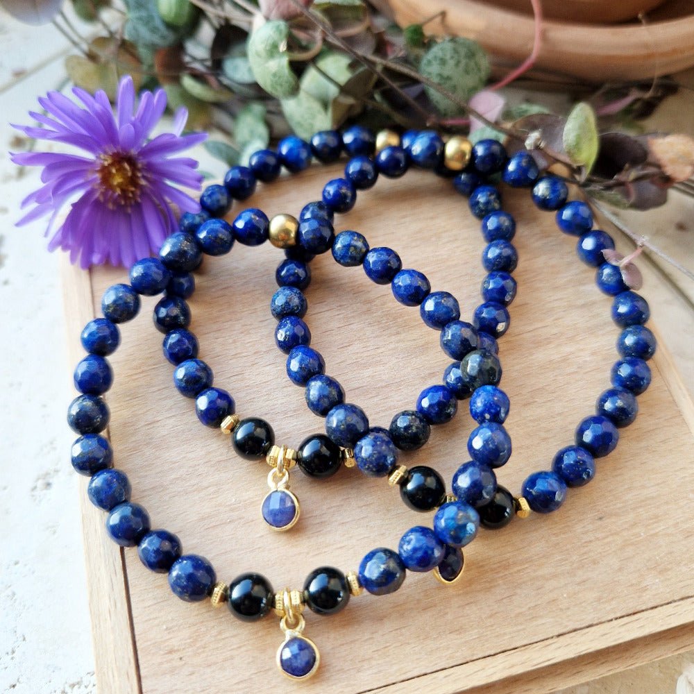 AUTENTISK ENERGI armbånd Lapis Lazuli, Obsidian - bergamott DESIGN