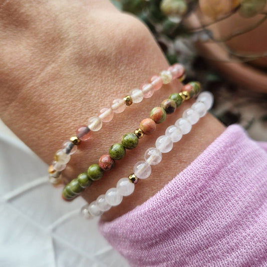 FORLØSENDE HJERTE Petite armbånd Unakite - bergamott DESIGN