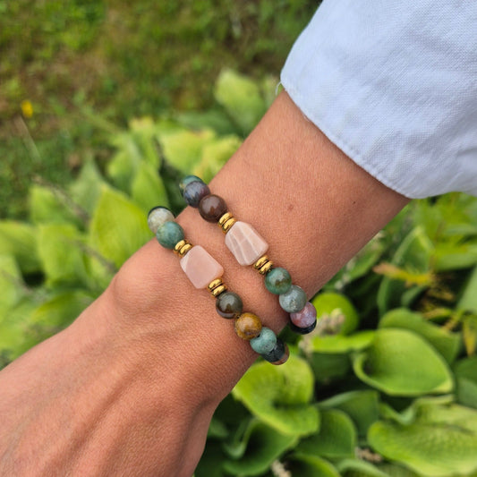 GYLDEN BALANSE armbånd Indian Agate, Sunstone - bergamott DESIGN