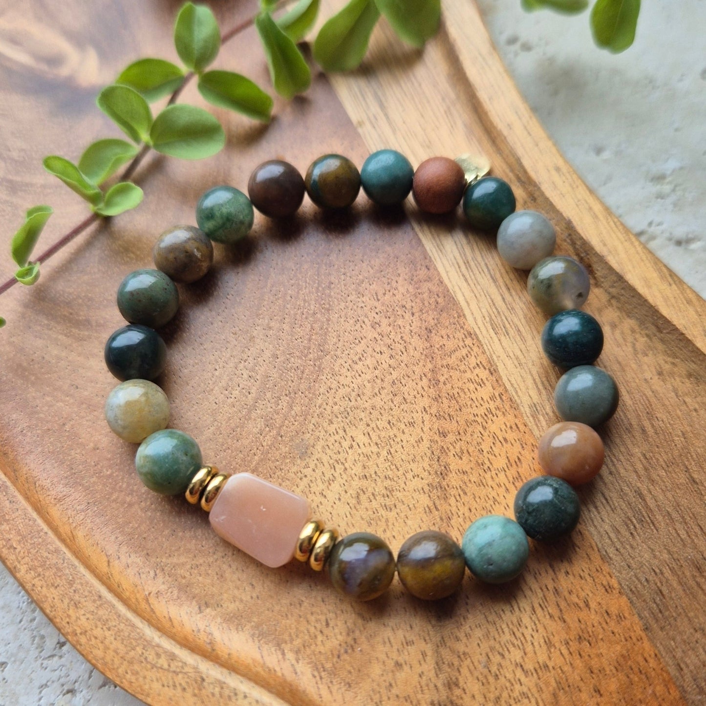 GYLDEN BALANSE armbånd Indian Agate, Sunstone - bergamott DESIGN