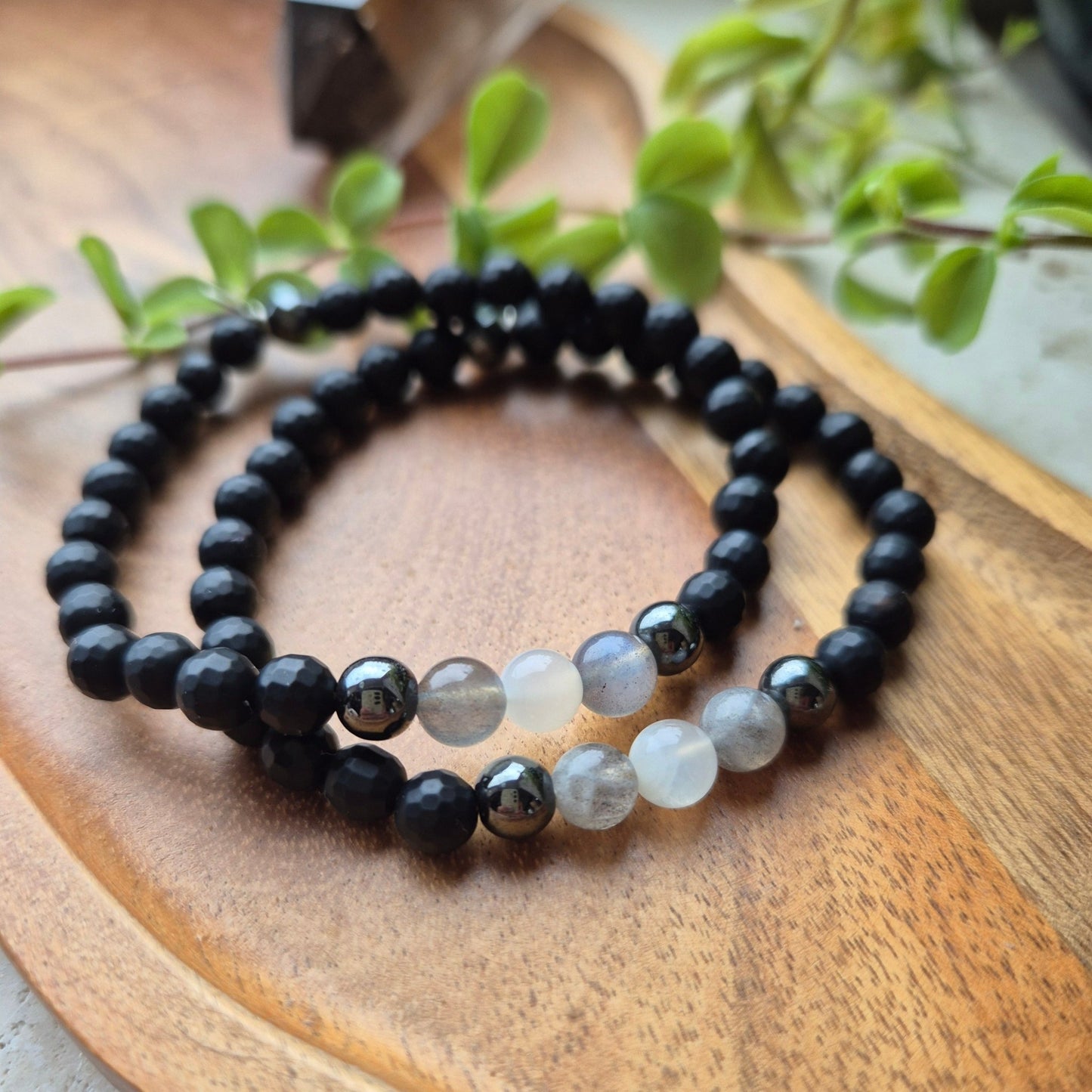 HORISONT armbånd Onyx, Labradorite, Moonstone - bergamott DESIGN