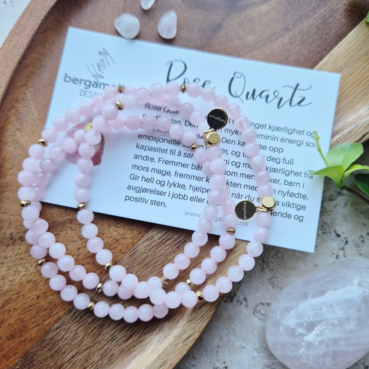 KJÆRLIGHET Petite armbånd Rose Quartz - bergamott DESIGN