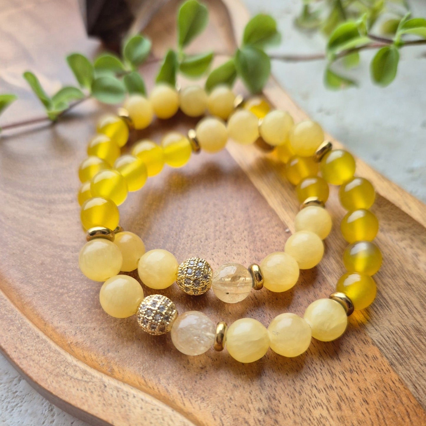 LIVSGNIST armbånd Yellow Calcite, Yellow Agate - bergamott DESIGN