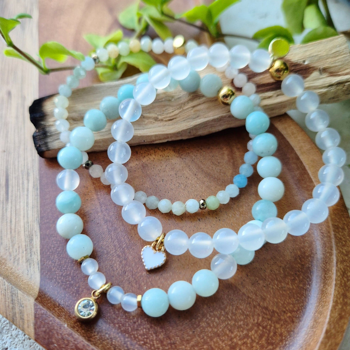 LYSENDE HÅP armbånd Amazonite, Opalite - bergamott DESIGN