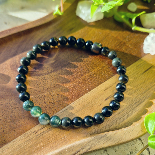 MASKULIN KJÆRLIGHET Herre armbånd Obsidian, Moss Agate - bergamott DESIGN
