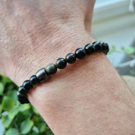 MASKULIN KJÆRLIGHET Herre armbånd Obsidian, Moss Agate - bergamott DESIGN