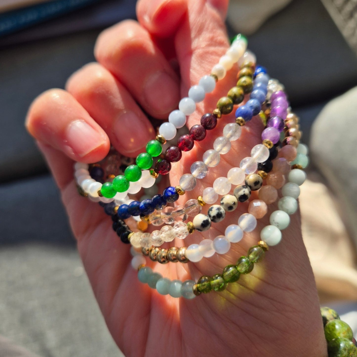 MEDITASJON Petite armbånd Moonstone, Clear Quartz, Amethyst - bergamott DESIGN