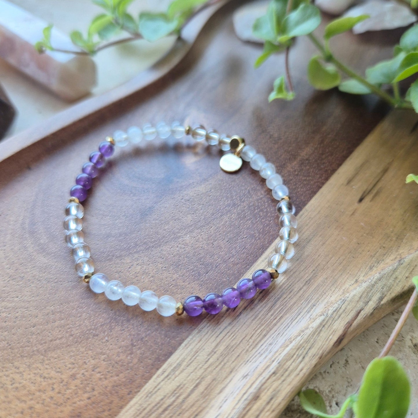 MEDITASJON Petite armbånd Moonstone, Clear Quartz, Amethyst - bergamott DESIGN
