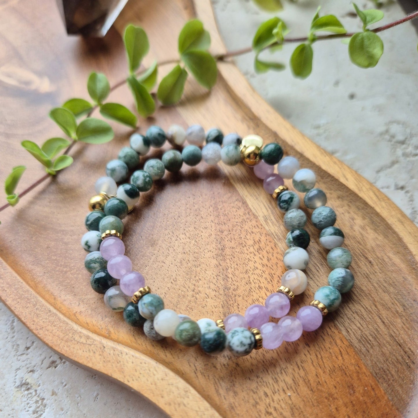 NATURENS RO armbånd Tree Agate, Amethyst - bergamott DESIGN