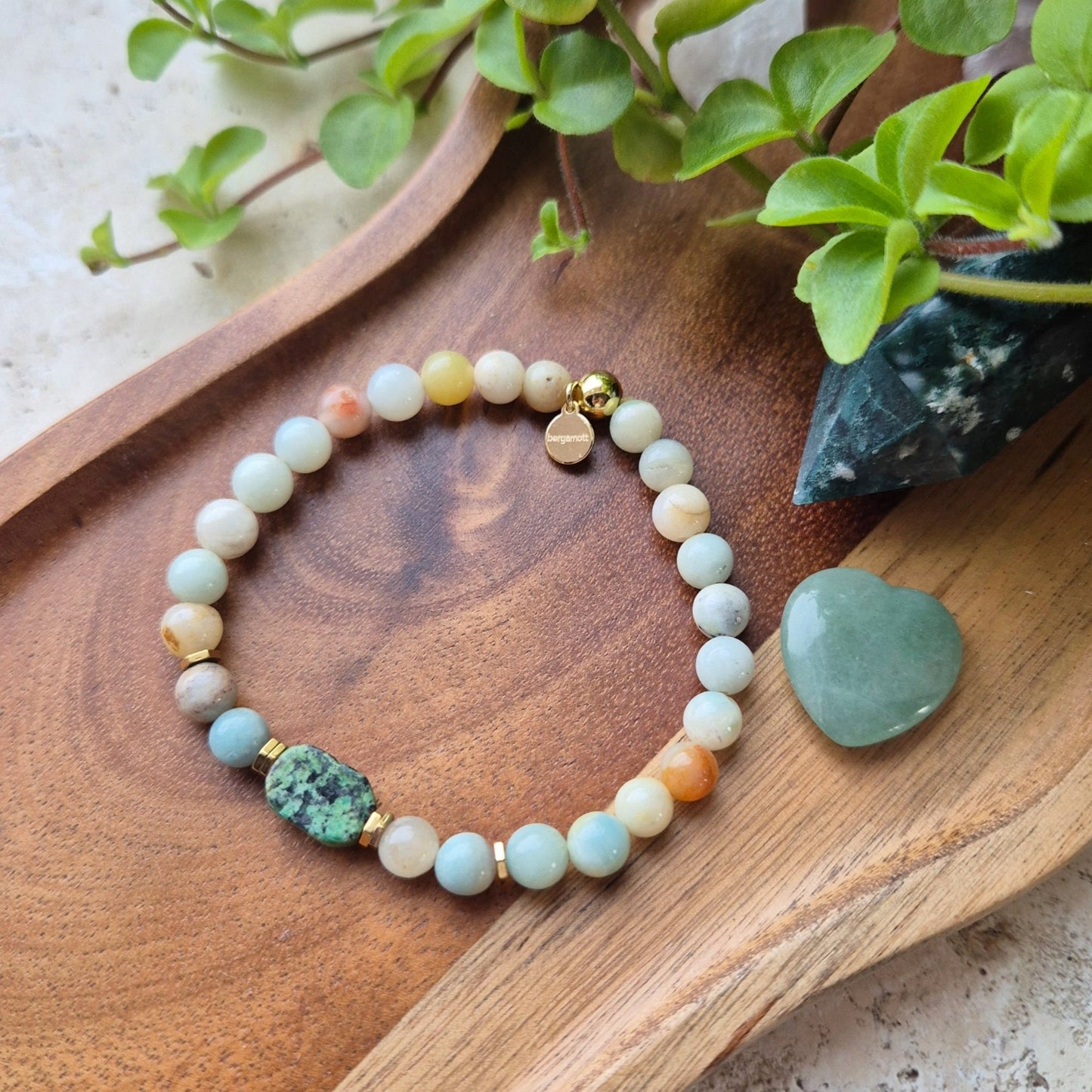 POSITIV UTSTRÅLING armbånd Amazonite, African Turquoise - bergamott DESIGN