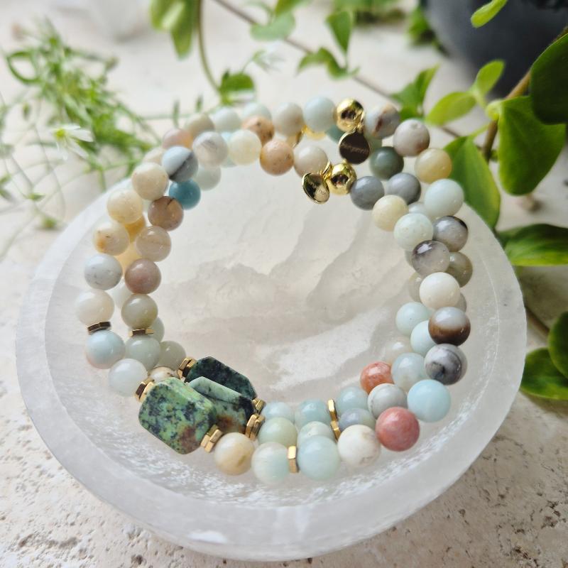 POSITIV UTSTRÅLING armbånd Amazonite, African Turquoise - bergamott DESIGN