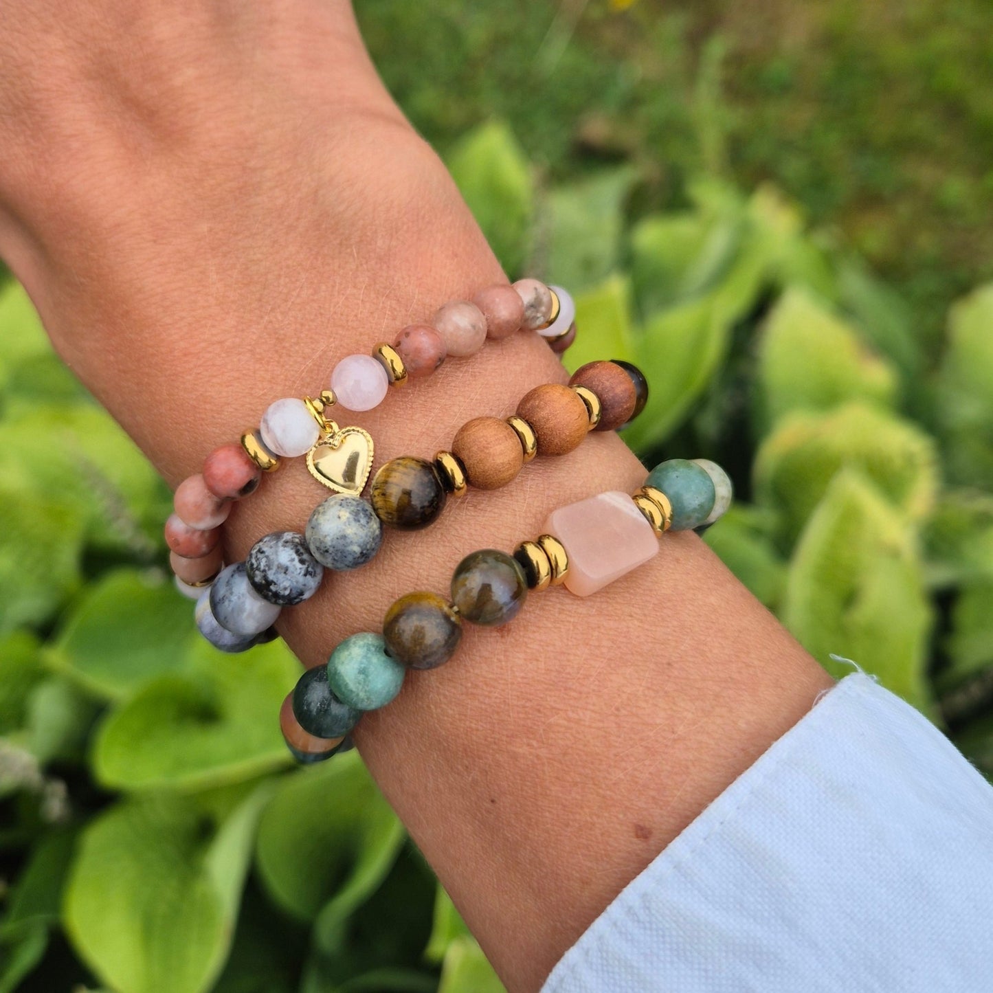 ROSENRO armbånd Plum Blossom Jasper, Rose Quartz - bergamott DESIGN