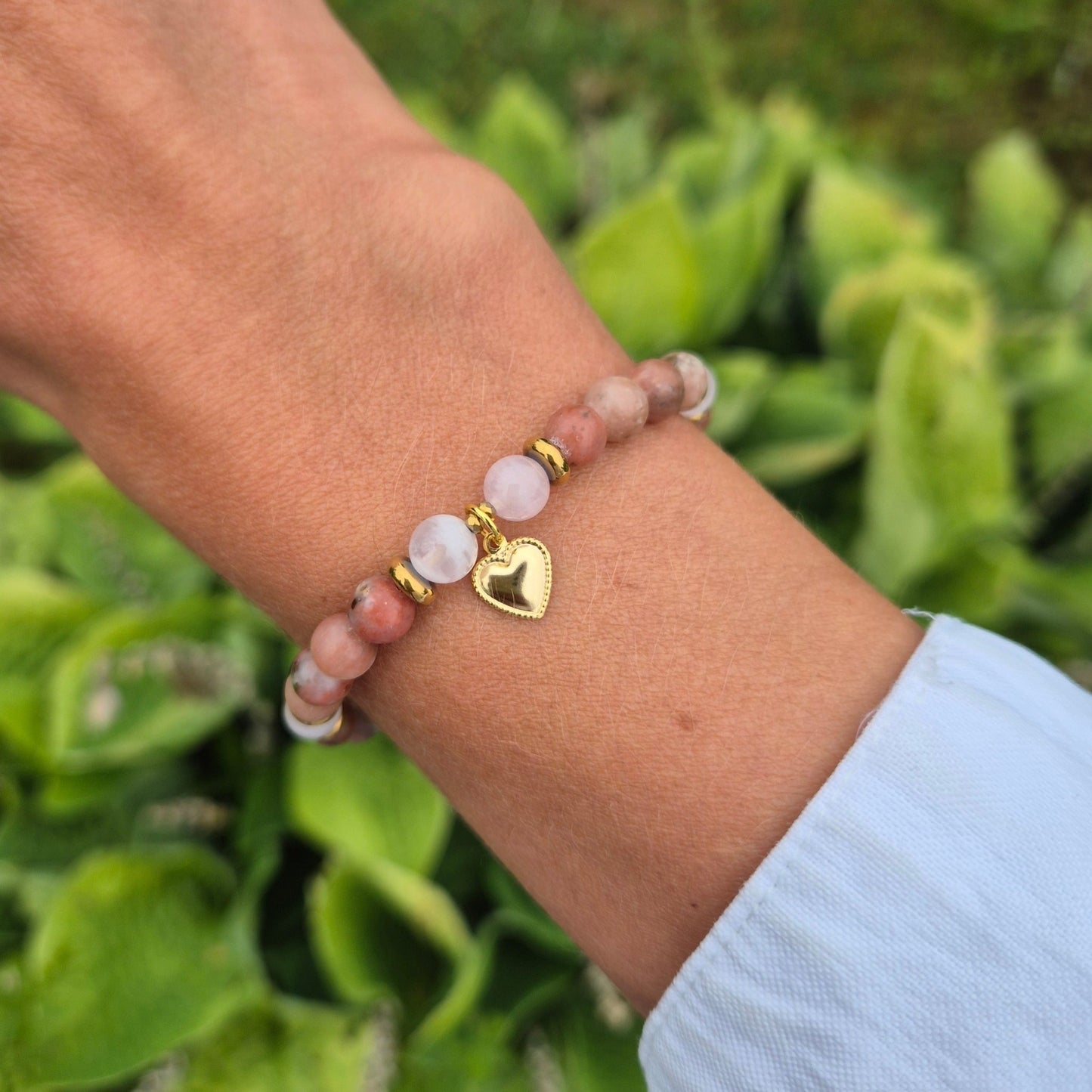 ROSENRO armbånd Plum Blossom Jasper, Rose Quartz - bergamott DESIGN