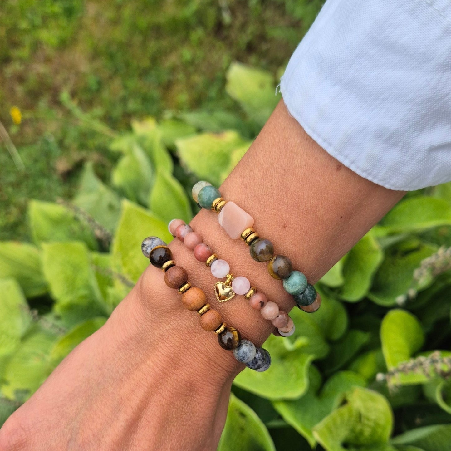 ROSENRO armbånd Plum Blossom Jasper, Rose Quartz - bergamott DESIGN