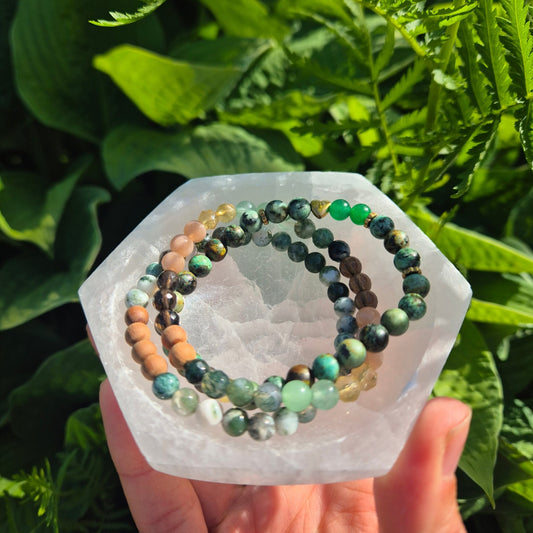 SELENITE HEKSAGONAL SKÅL 10mm - bergamott DESIGN