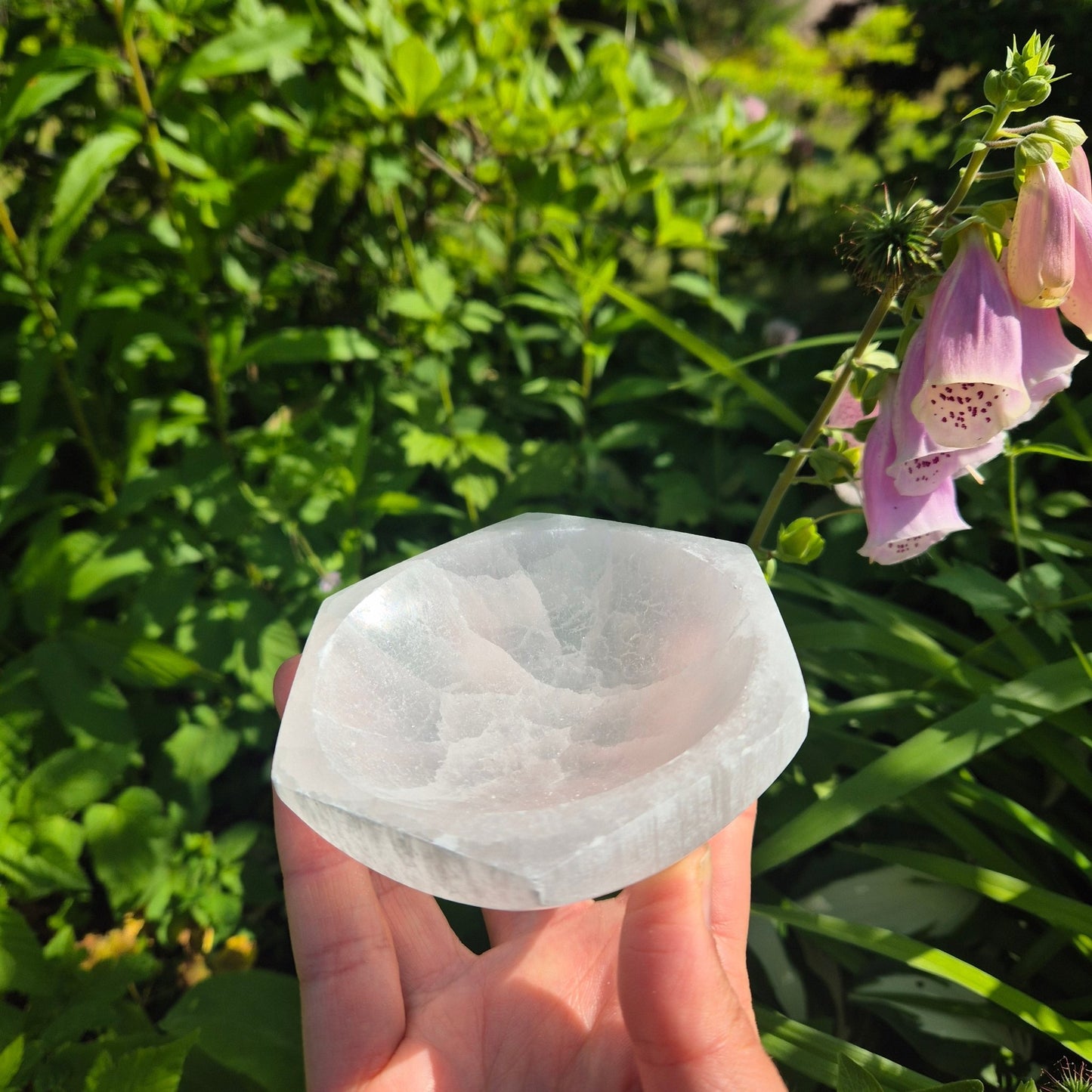 SELENITE HEKSAGONAL SKÅL 10mm - bergamott DESIGN