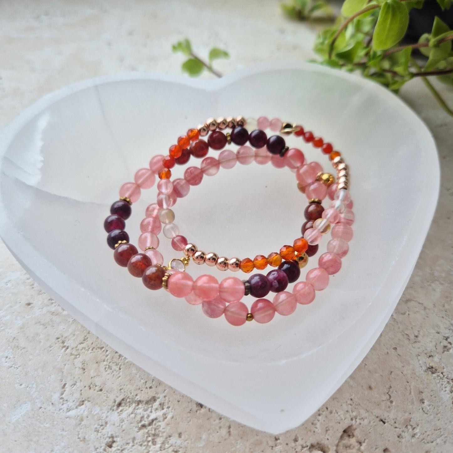 SELENITE HJERTE SKÅL 12cm - bergamott DESIGN