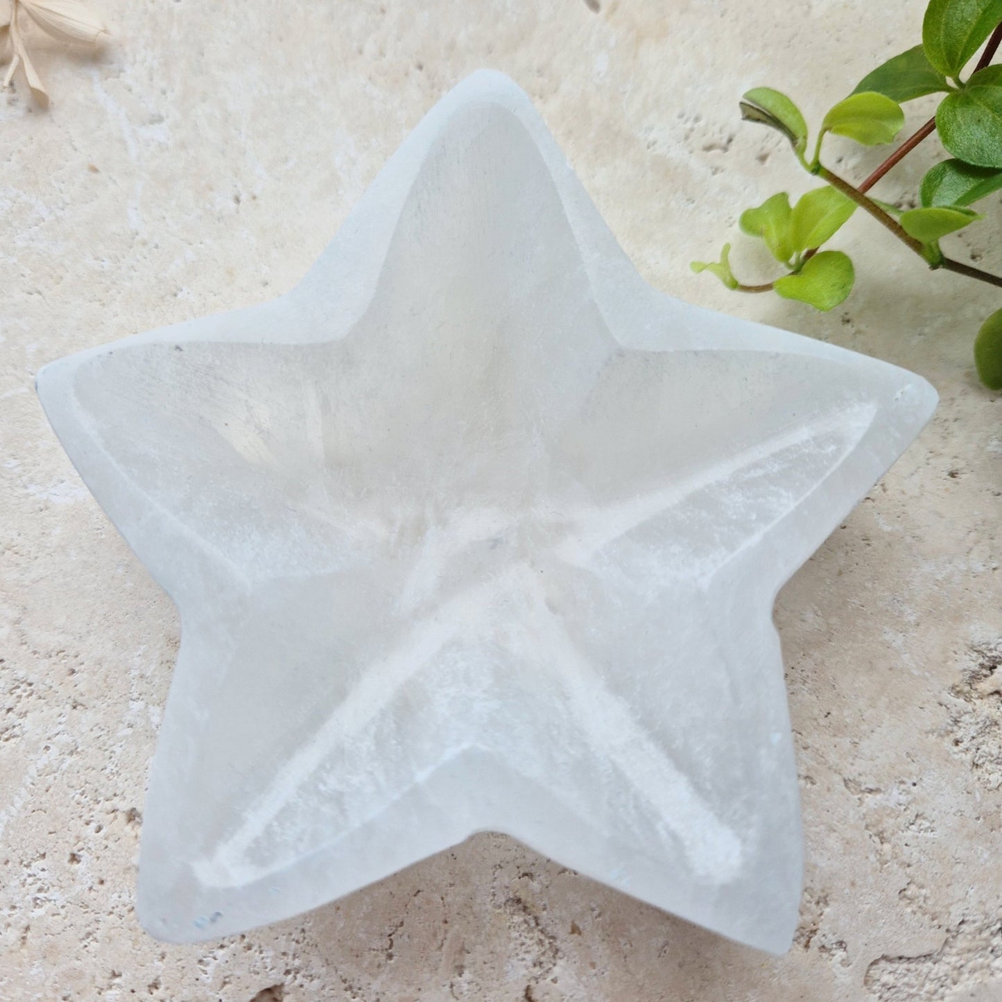SELENITE STJERNE SKÅL 10cm - bergamott DESIGN