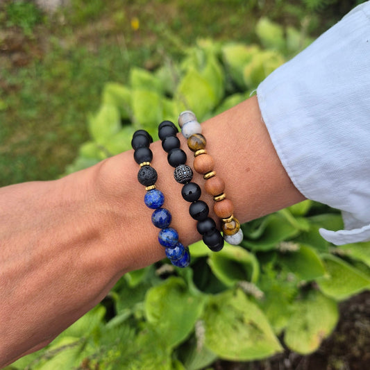 SJELENS ANKER armbånd Onyx, Lapis Lazuli, Lava - bergamott DESIGN