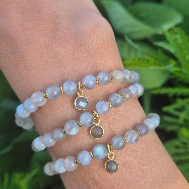 STABILISERENDE INTUISJON armbånd Grey Agate, Labradorite - bergamott DESIGN