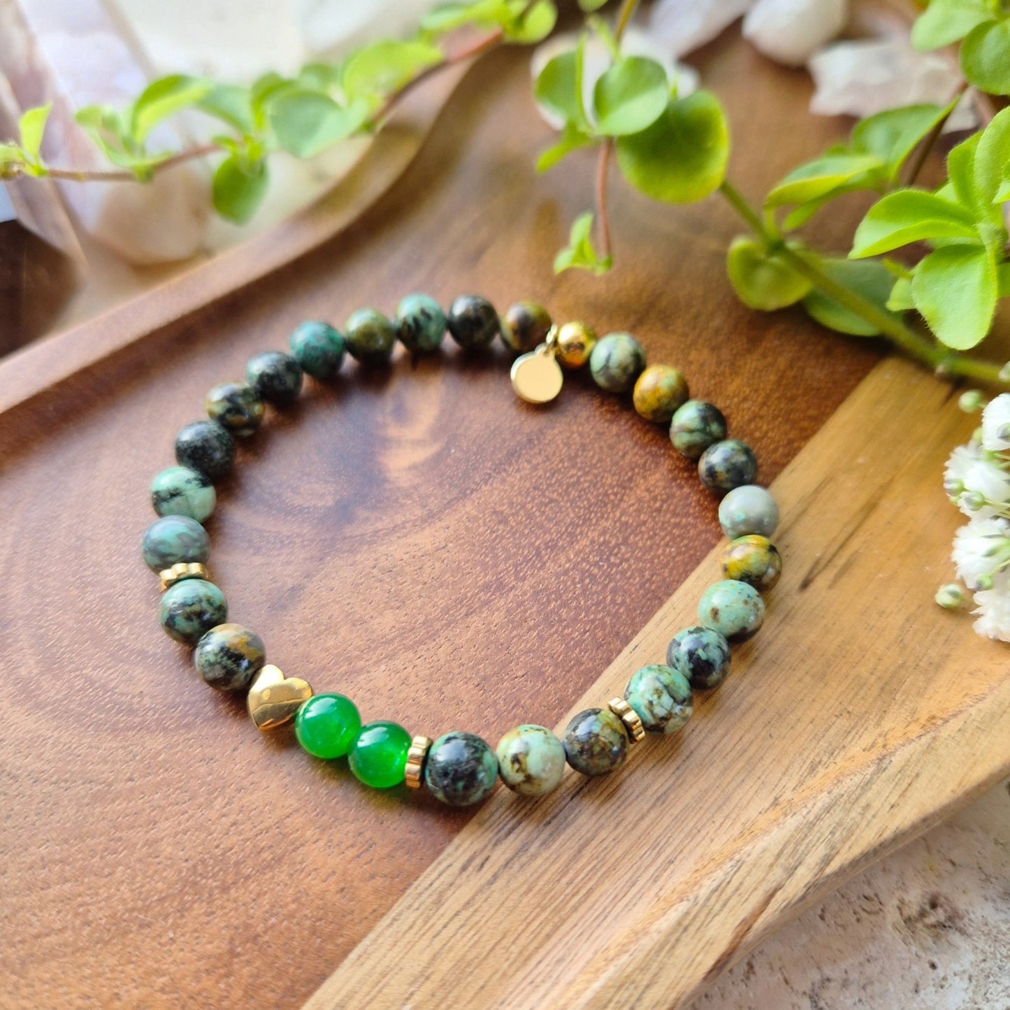 UTVIKLING & HARMONI armbånd Green Jade, African Turquoise - bergamott DESIGN