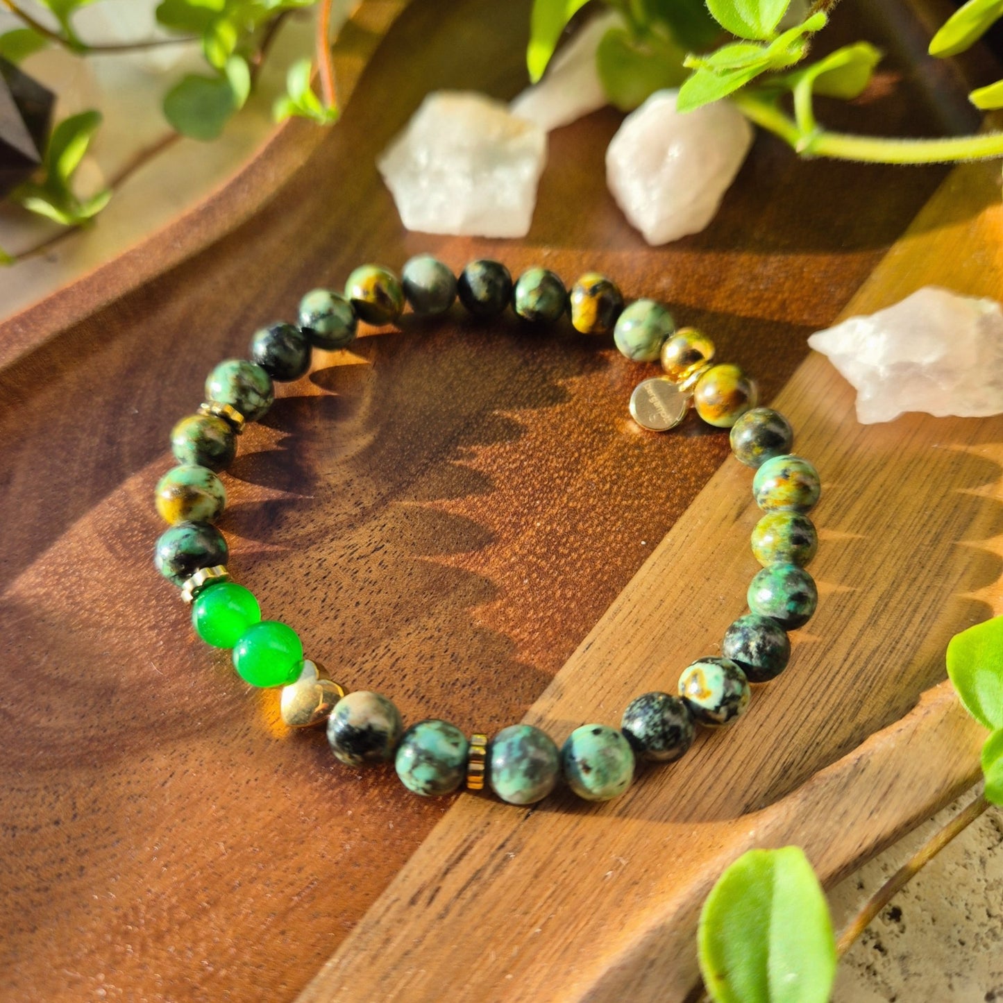 UTVIKLING & HARMONI armbånd Green Jade, African Turquoise - bergamott DESIGN