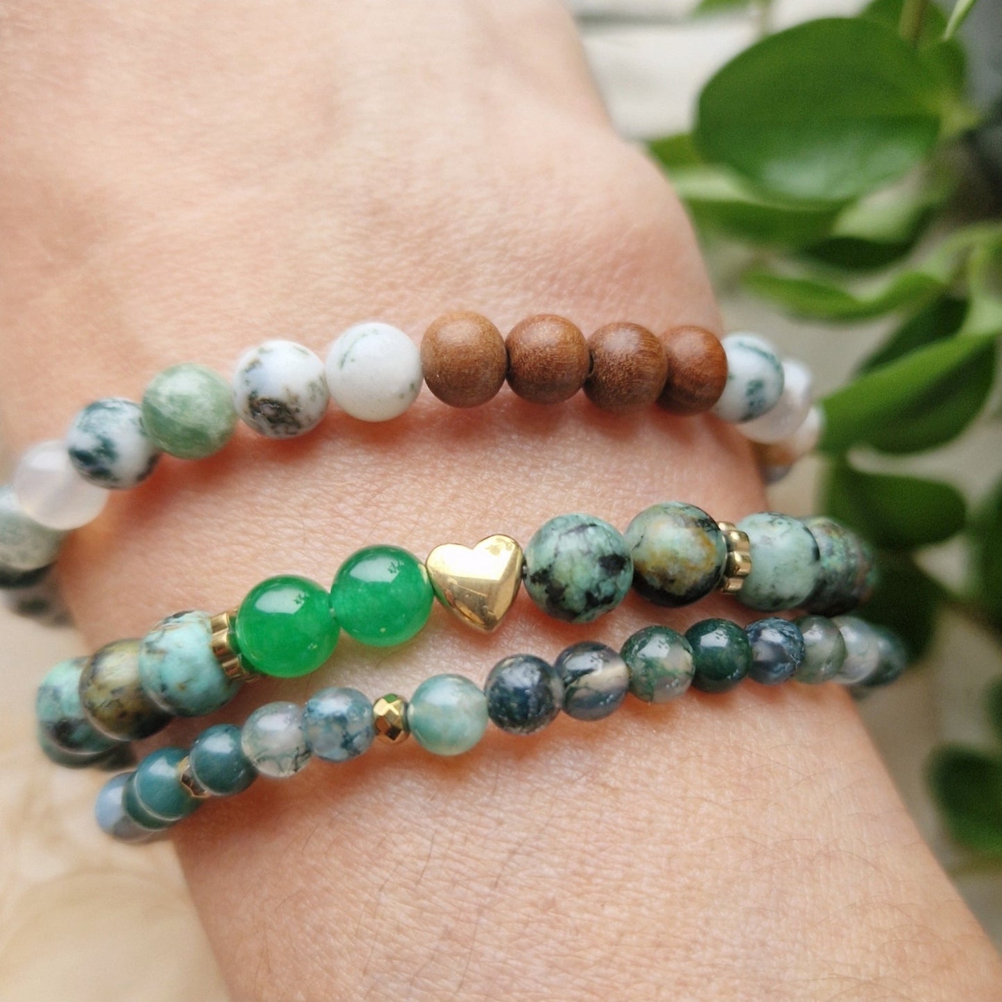 UTVIKLING & HARMONI armbånd Green Jade, African Turquoise - bergamott DESIGN