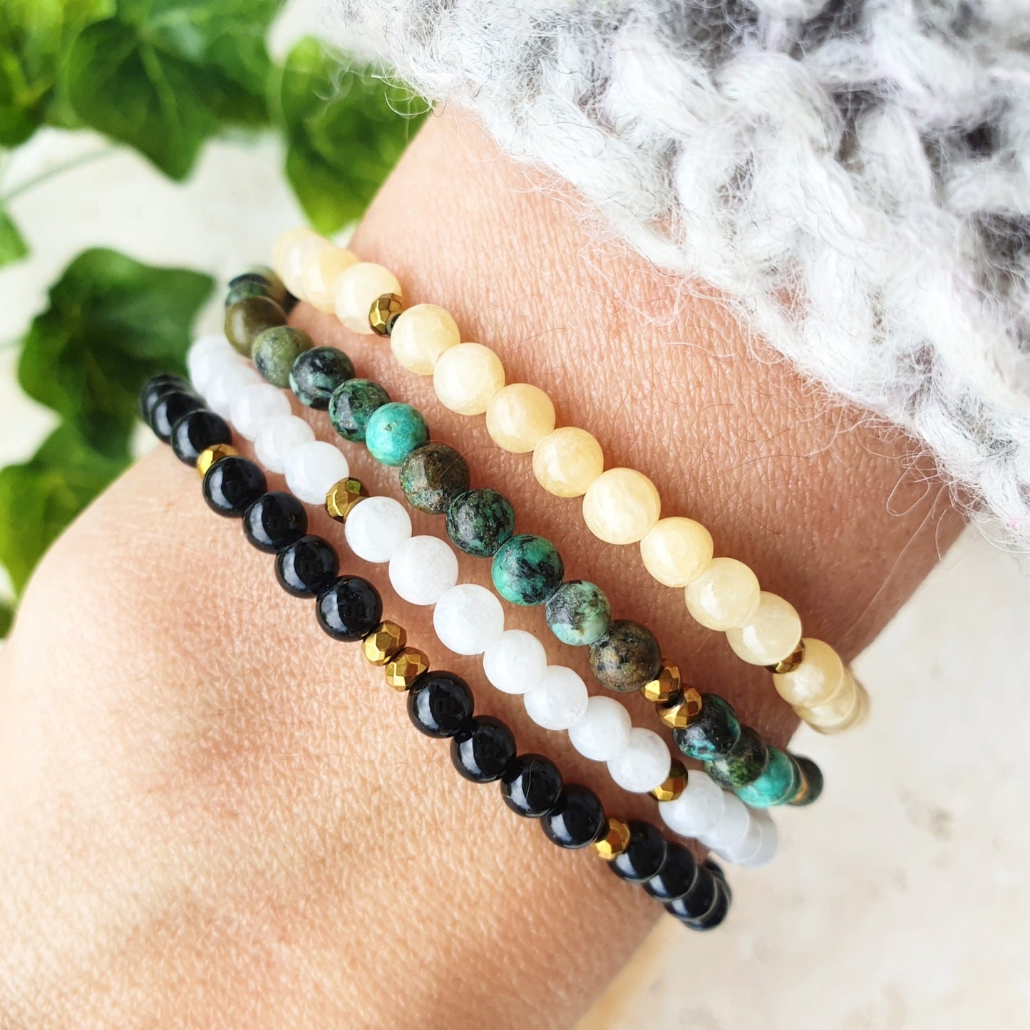 STYRKE Petite armbånd Black Onyx - bergamott DESIGN