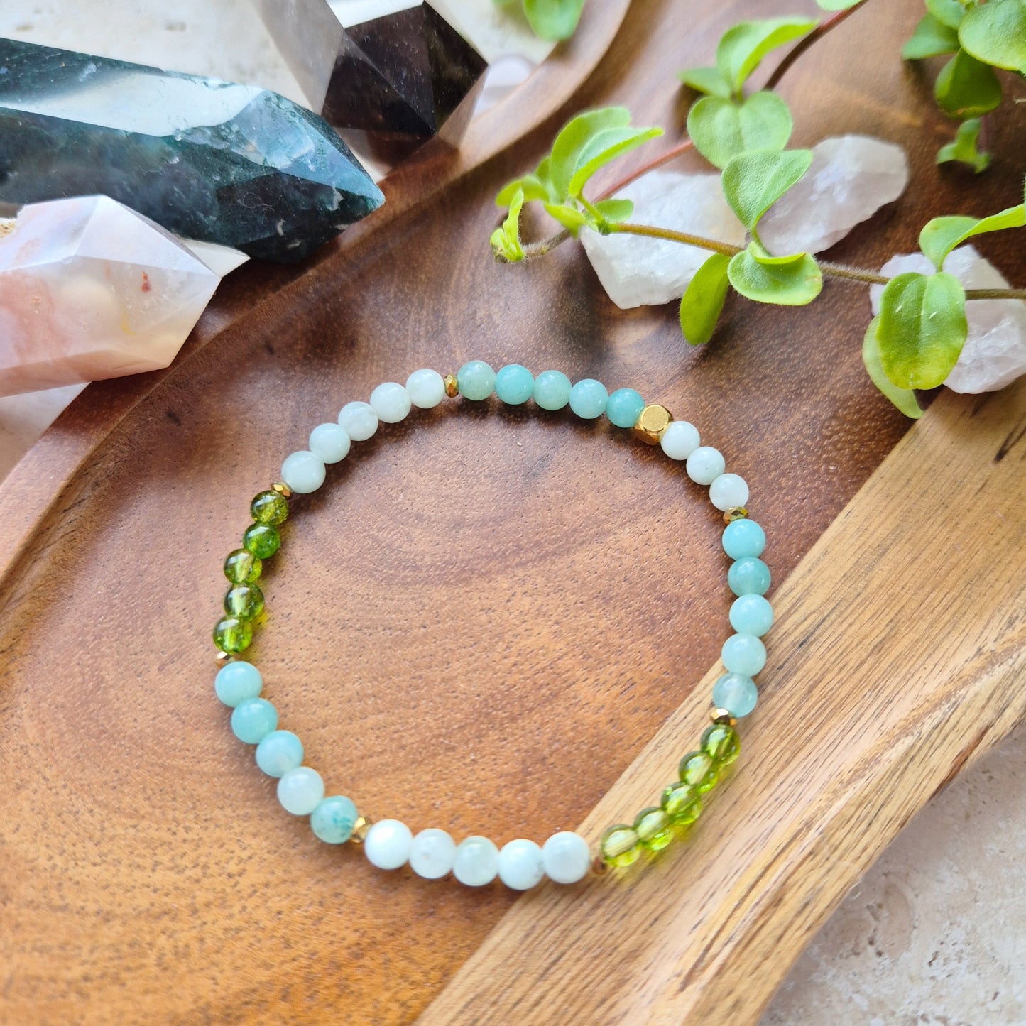 INDRE FOKUS Petite armbånd Amazonite, Angelite, Peridot