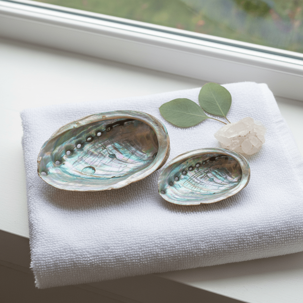 ABALONE SKJELL 9 - 12 cm - SMUDGE SKÅL - bergamott DESIGN