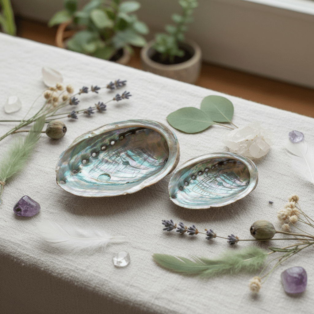ABALONE SKJELL 9 - 12 cm - SMUDGE SKÅL - bergamott DESIGN