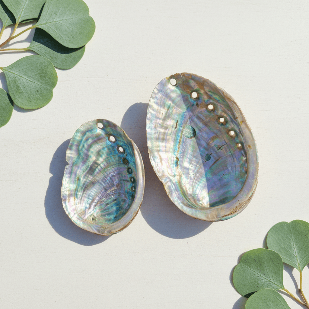ABALONE SKJELL 9 - 12 cm - SMUDGE SKÅL - bergamott DESIGN