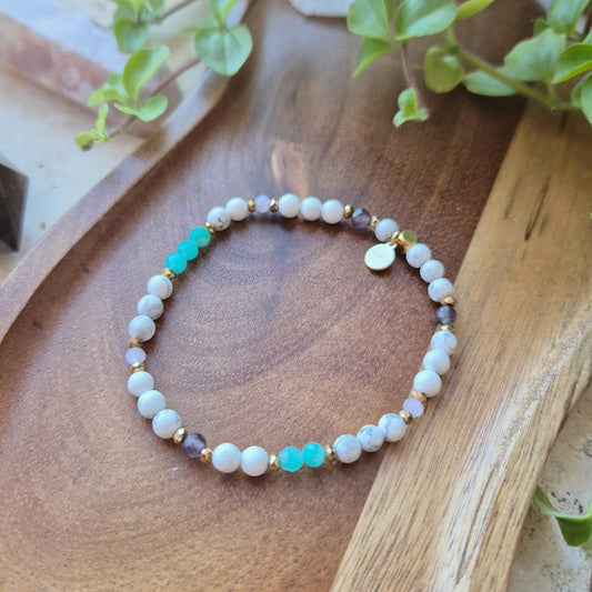 FORFRISKENDE Petite armbånd Howlite, Amethyst, Rose Quartz, Amazonite - bergamott DESIGN