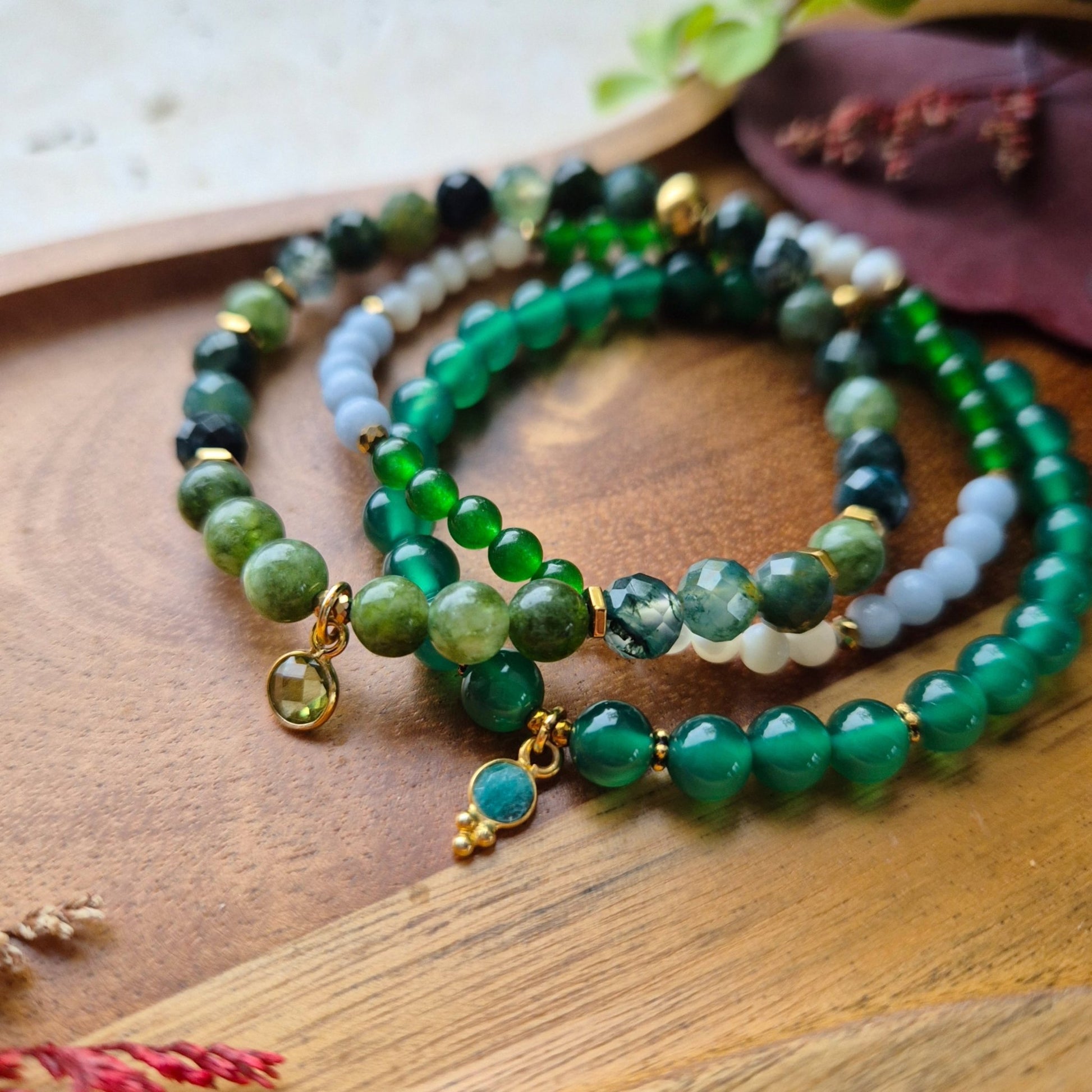 GRØNN BALANSE armbånd • indre ro • vekst • harmoni - bergamott DESIGN