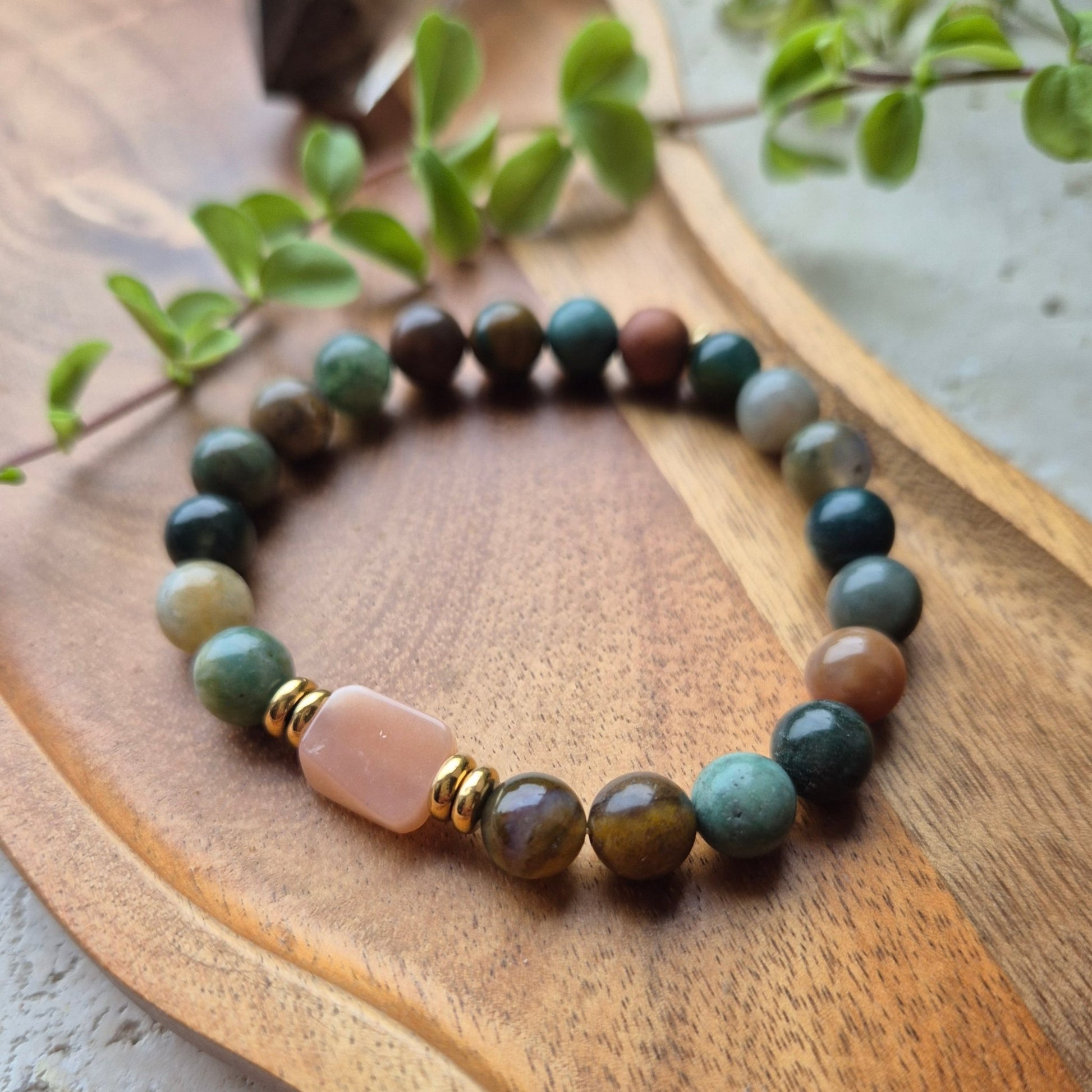GYLDEN BALANSE armbånd Indian Agate, Sunstone - bergamott DESIGN