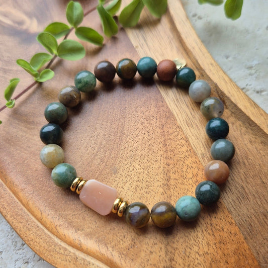 GYLDEN BALANSE armbånd Indian Agate, Sunstone - bergamott DESIGN