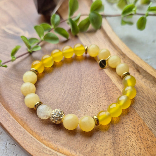 LIVSGNIST armbånd Yellow Calcite, Yellow Agate - bergamott DESIGN