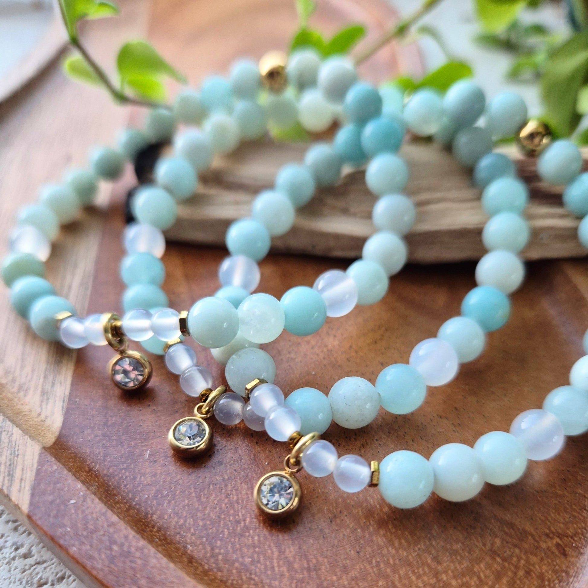 LYSENDE HÅP armbånd Amazonite, Opalite - bergamott DESIGN