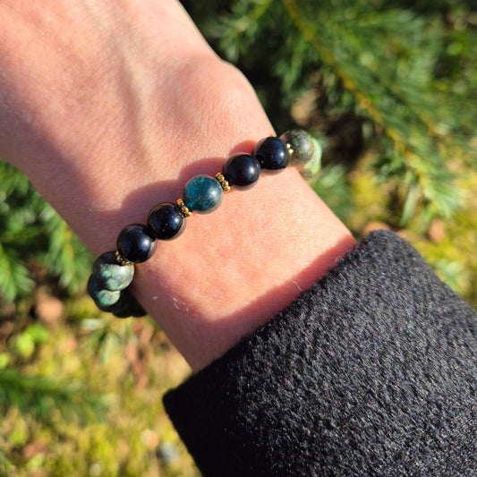 LYSENDE INSPIRASJON armbånd Diopside, African Turquoise, Apatite - bergamott DESIGN