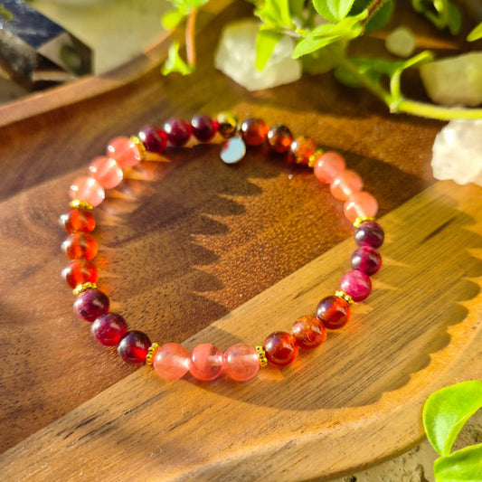 MIN LIVSREISE armbånd Cherry Quartz, Garnet - bergamott DESIGN