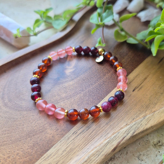 MIN LIVSREISE armbånd Cherry Quartz, Garnet - bergamott DESIGN