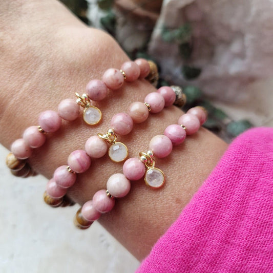NÆRENDE KJÆRLIGHET armbånd Picture Jasper, Rhodonite, Moonstone - bergamott DESIGN