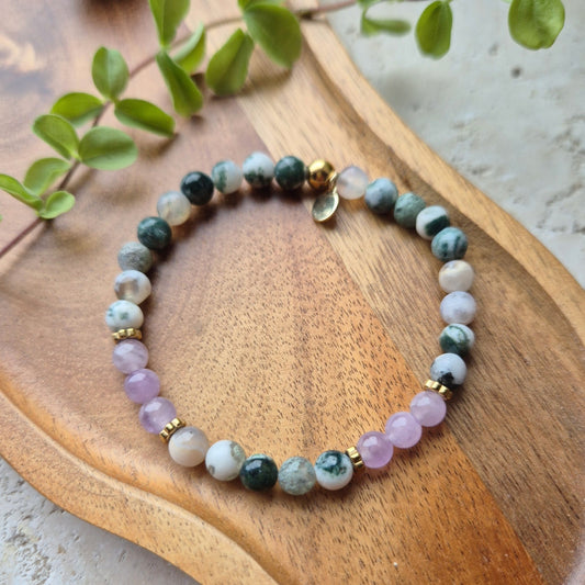 NATURENS RO armbånd Tree Agate, Amethyst - bergamott DESIGN