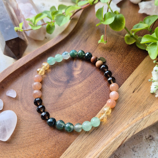NY START armbånd Sunstone, Citrine, Aventurine, Moss Agate, Smokey Quartz - bergamott DESIGN