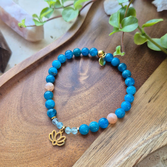 NYE BEGYNNELSER armbånd Lotus, Apatite, Sunstone - bergamott DESIGN