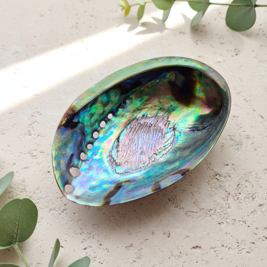 POLERT ABALONE SKJELL 13cm - SMUDGING SKÅL - bergamott DESIGN