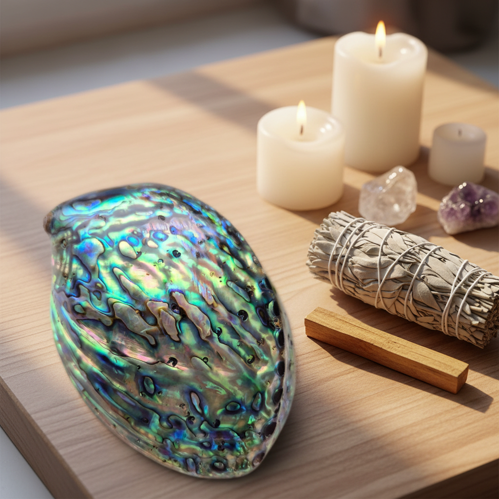 POLERT ABALONE SKJELL 13cm - SMUDGING SKÅL - bergamott DESIGN