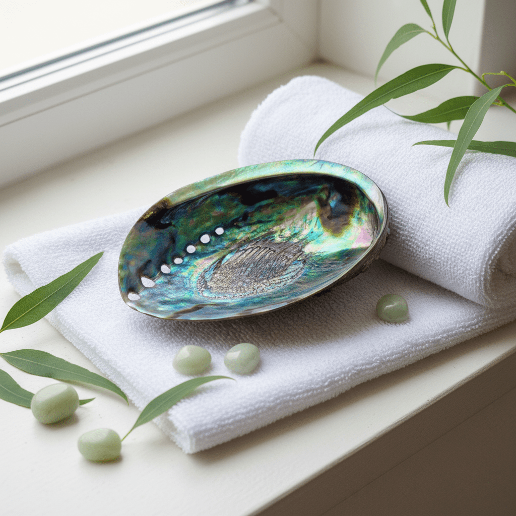 POLERT ABALONE SKJELL 13cm - SMUDGING SKÅL - bergamott DESIGN