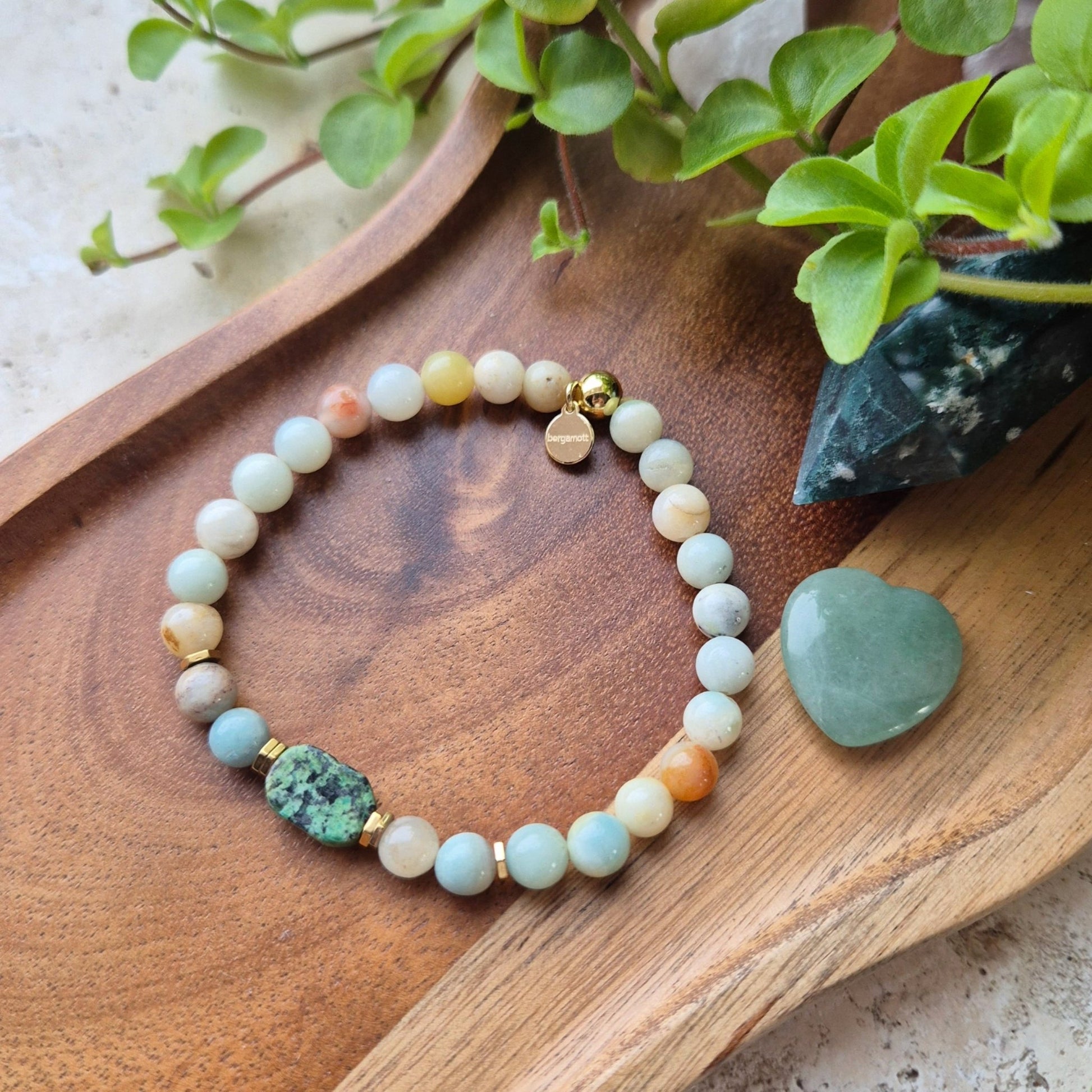 POSITIV UTSTRÅLING armbånd Amazonite, African Turquoise - bergamott DESIGN